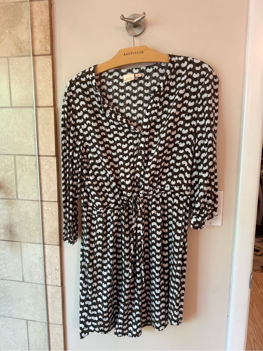 Printed Drawstring Waist Dress - ACE delivery XS